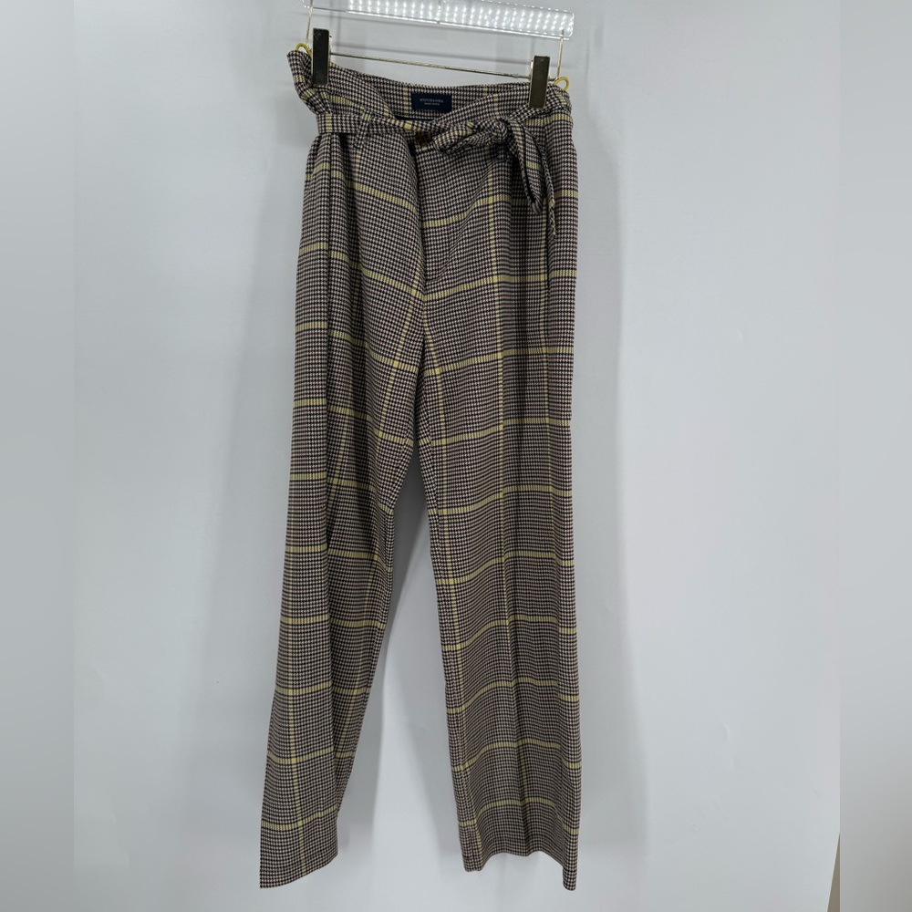 Scotch and Soda‎ brown and yellow plaid paper bag pants size medium